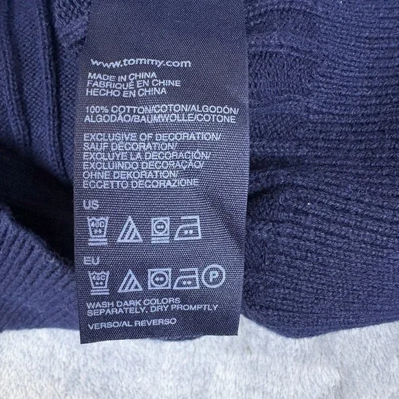Tommy Hilfiger Womens Ribbed Knit Crewneck Sweater‎ Logo Cotton Pullover Medium - Picture 8 of 11